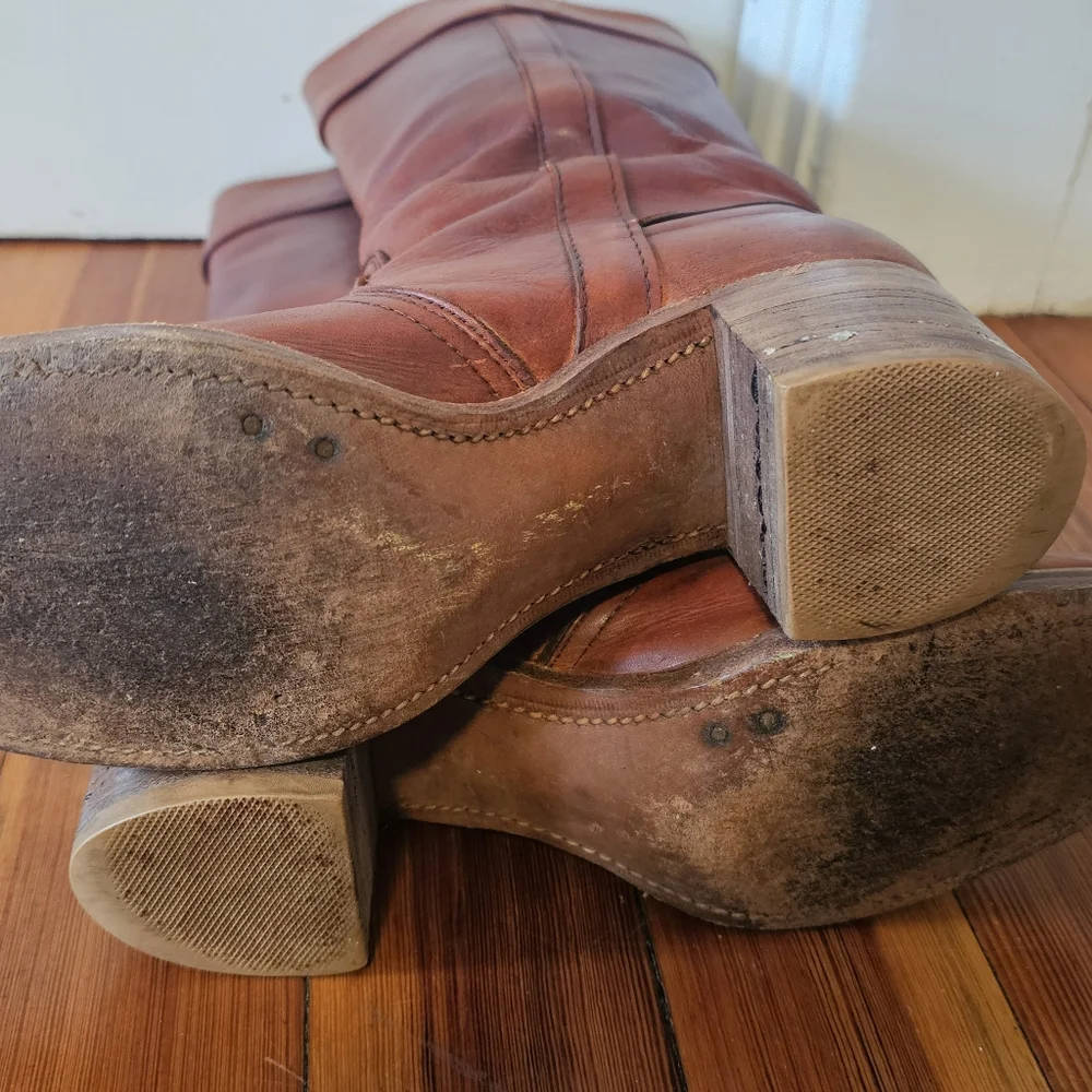 Vintage Frye Brown Cognac Campus Boots Size 9 Great Condition - Picture 9 of 11